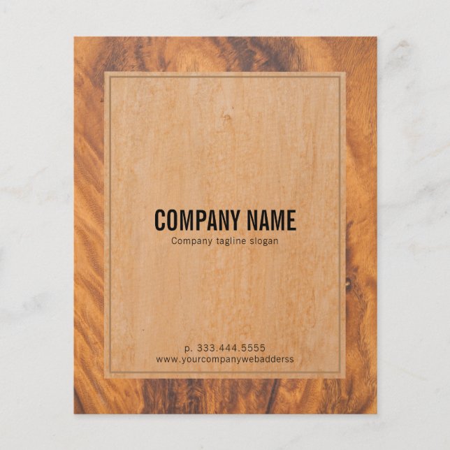 Rustic brown faux wood texture flyer (Front)