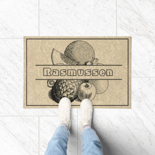 Rustic Brown Fruit Variety Custom Name Welcome Doormat