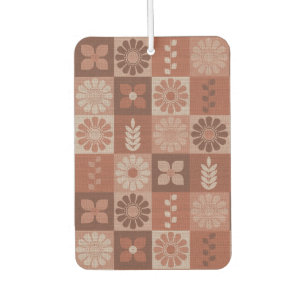 Rustic Brown Geometric Flower Burlap Air Freshener