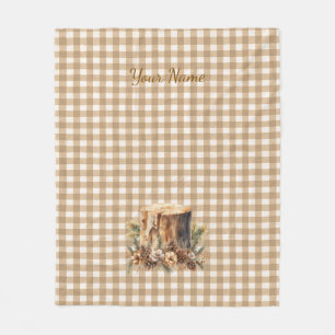 Rustic Brown Gingham Woodland Personalised Fleece Blanket