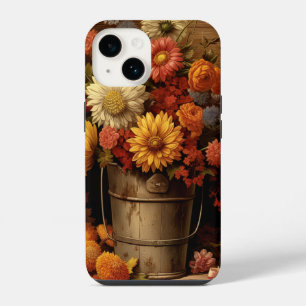 Rustic brown gold orange white Autumn flowers iPhone 14 Case