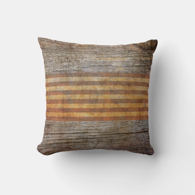 Rustic Brown Grey Barn House Woodgrain Cushion (Front)