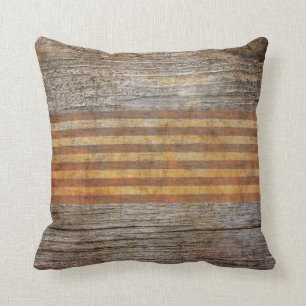 Rustic Brown Grey Barn House Woodgrain Cushion