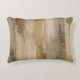 Rustic Brown Grey Beige Weathered Barnwood Stripe Decorative Cushion