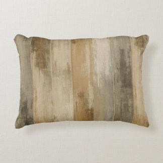 Rustic Brown Grey Beige Weathered Barnwood Stripe Decorative Cushion