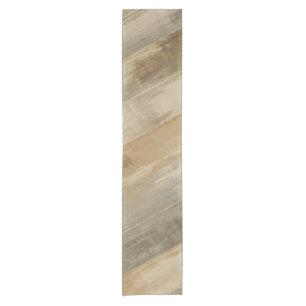 Rustic Brown Grey Beige Weathered Barnwood Stripe Short Table Runner