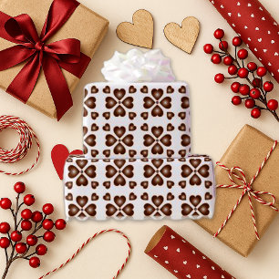 Rustic Brown Heart Floral White Wrapping Paper