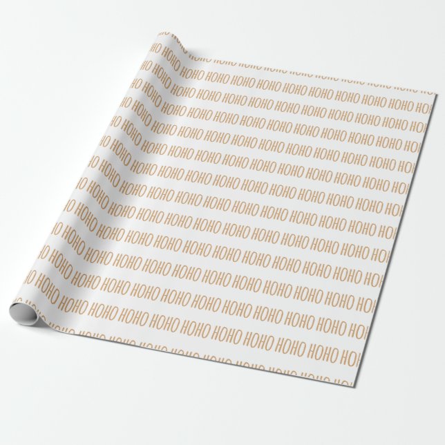 Rustic Brown Ho Ho Script Christmas Pattern Wrapping Paper (Unrolled)