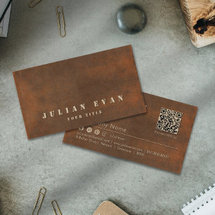 Rustic Brown Iron Steel Bold Stencil Construction Business Card