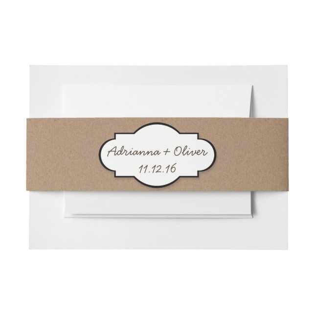 Rustic Brown Kraft Paper Country Wedding Invitation Belly Band (Front Example)