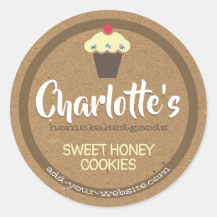 Rustic Brown Kraft Paper Cupcake Cute Baking Label