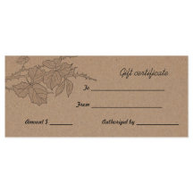 Rustic Brown Kraft Paper Leaves Gift Certificate