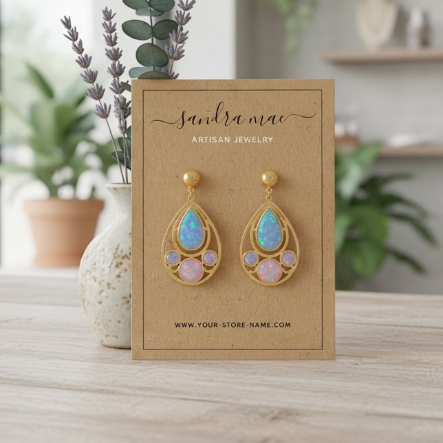 Rustic Brown Kraft Paper Look Jewellery Display Ca Business Card (Creator Uploaded)
