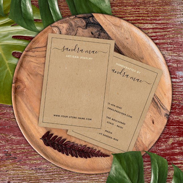 Rustic Brown Kraft Paper Look Jewellery Display Ca Business Card (Creator Uploaded)