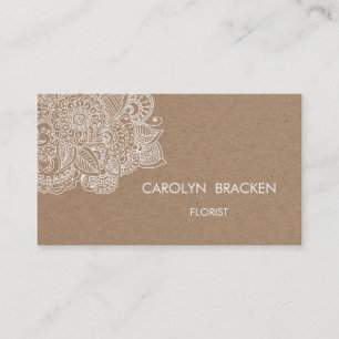 Rustic Brown Kraft Paper Paisley Doodle Business Card