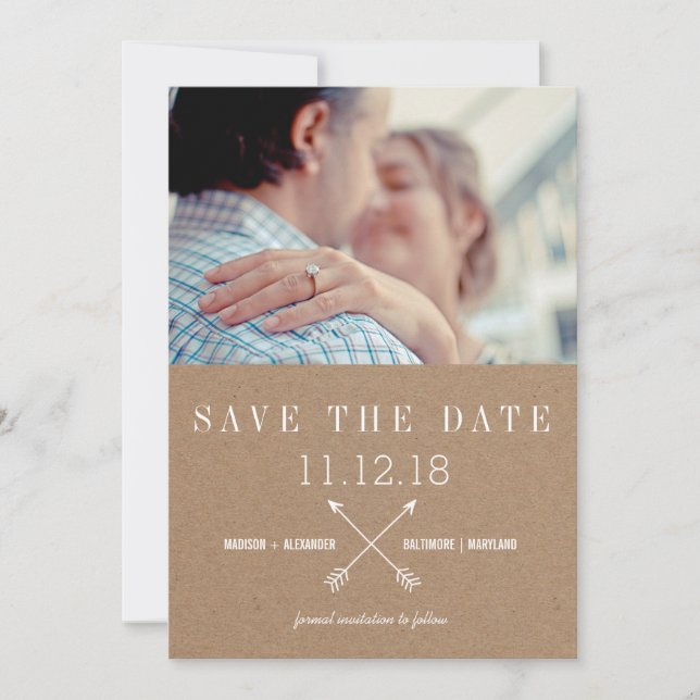 Rustic Brown Kraft Paper Save The Date Photo (Front)