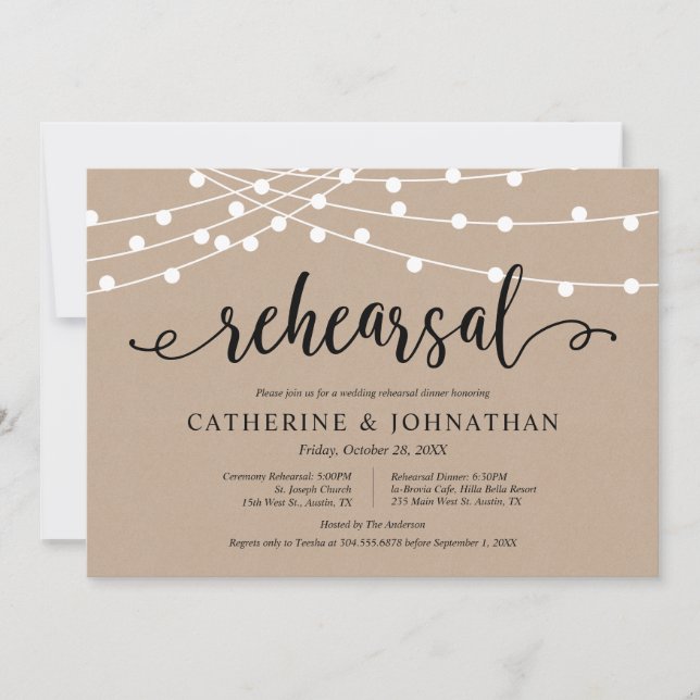 Rustic Brown Kraft, Wedding Rehearsal and Dinner I Invitation (Front)