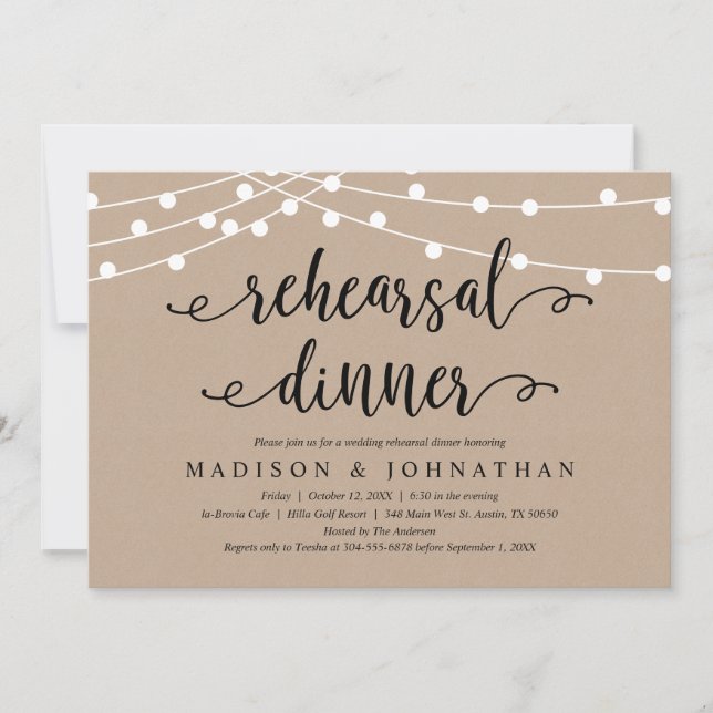 Rustic Brown Kraft, Wedding Rehearsal Dinner Invitation (Front)