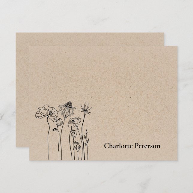 Rustic Brown Kraft Wildflower Card (Front/Back)
