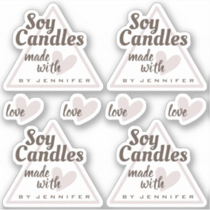 Rustic Brown Made with Love Heart Natural Candles