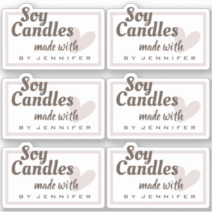 Rustic Brown Made with Love Heart Natural Candles