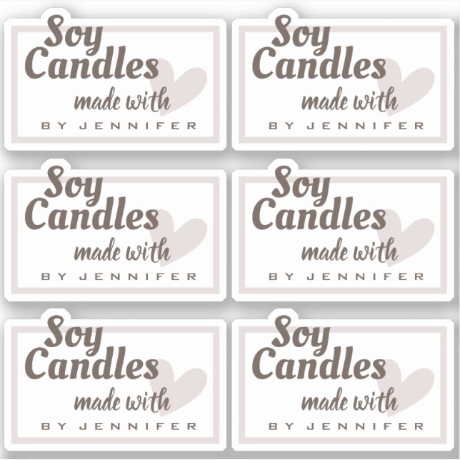 Rustic Brown Made with Love Heart Natural Candles (Front)