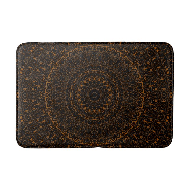 Rustic Brown Mandala with Western Charm Bath Mat (Front)