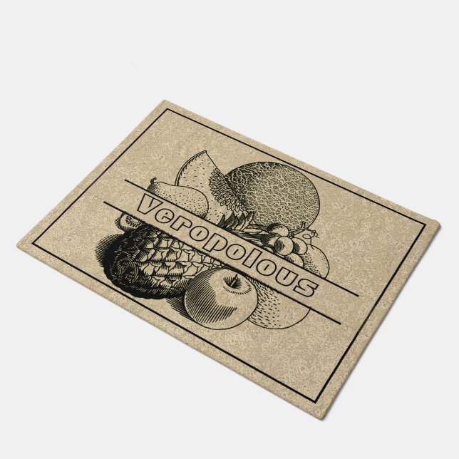 Rustic Brown Mixed Fruit Welcome Personalised Doormat (Angled)