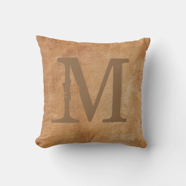 Rustic Brown Monogram Cushion (Front)