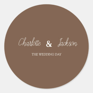 Rustic Brown Monogram Old Money Wedding Sticker