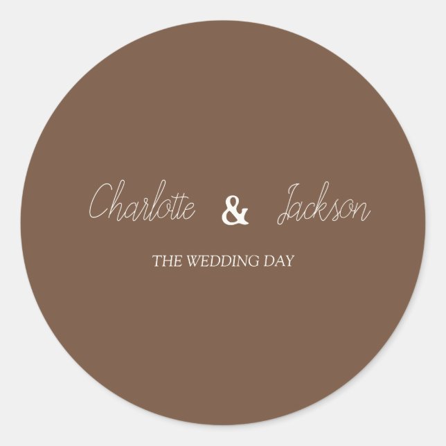 Rustic Brown Old Money Wedding Sticker (Front)