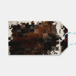 Rustic Brown Patchwork Cowhide Gift Tags