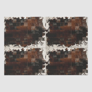Rustic Brown Patchwork Cowhide Tissue Paper