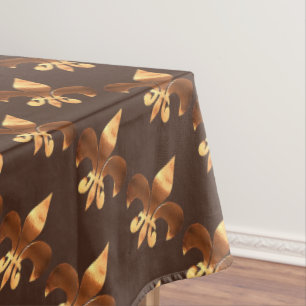 Rustic Brown Pattern Fleur-de-Lis Tablecloth