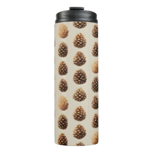 Rustic Brown Pine Cone Winter Pattern Thermal Tumbler