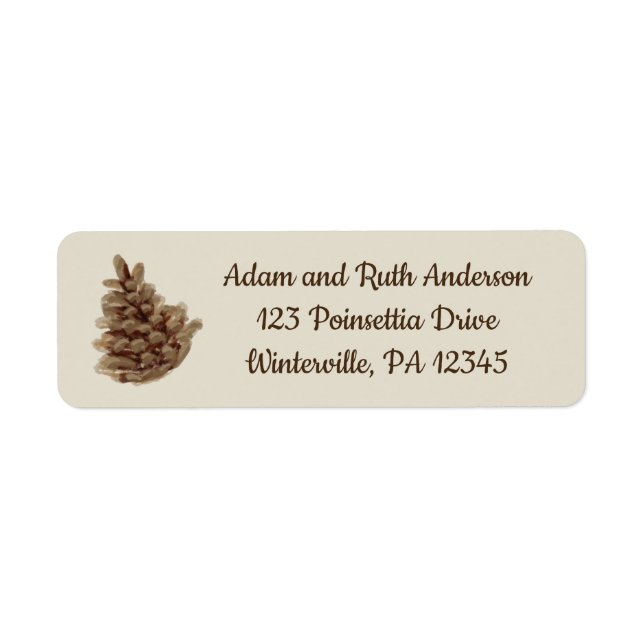 Rustic Brown Pinecone Christmas Return Address Label (Front)