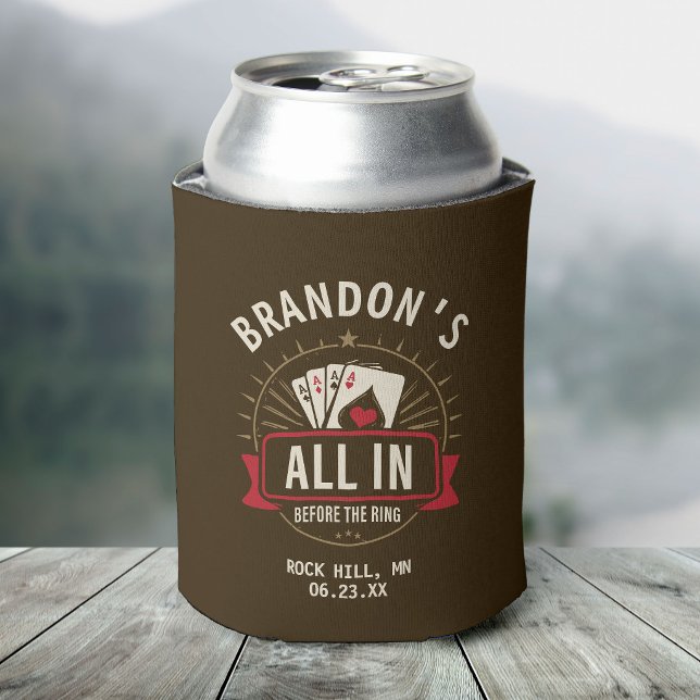 Rustic Brown Poker Bachelor Party Guest Favor Can Cooler (Creator Uploaded)