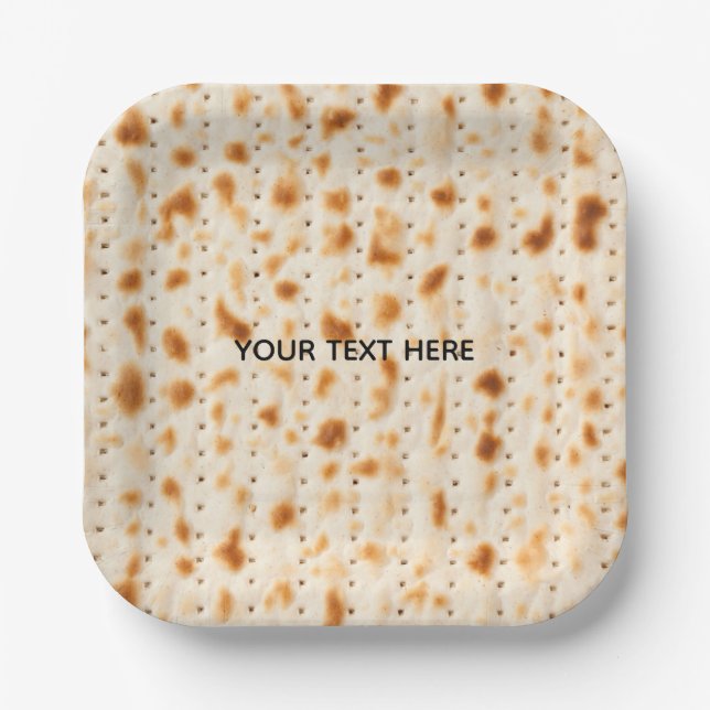 Rustic Brown Realistic Matzah Texture Graphic Paper Plate (Front)