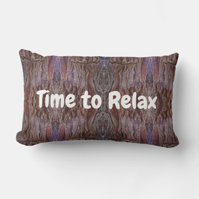 Rustic Brown Red Abstract Relax Tree Bark Lumbar Cushion (Front)