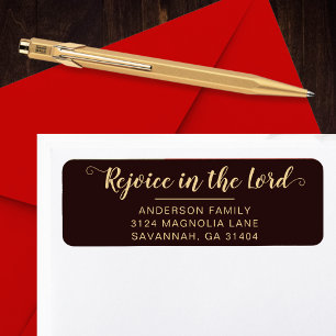 Rustic Brown Religious Christmas Return Address Label