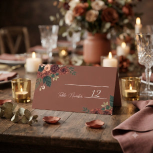 Rustic Brown Romantic Floral Wedding Place Cards