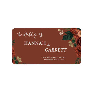 Rustic Brown Romantic Garden Wedding Address Label