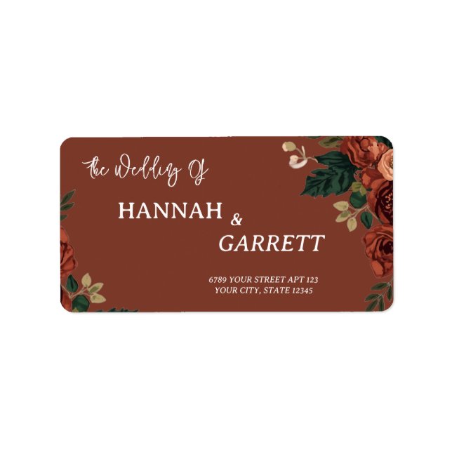 Rustic Brown Romantic Garden Wedding Address Label (Front)