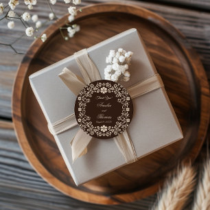 Rustic Brown Talavera Wedding Thank You Classic Round Sticker