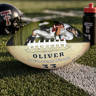 Rustic Brown Team Player Number Photo Football