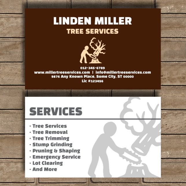 Rustic Brown Tree Service Business Card (Creator Uploaded)