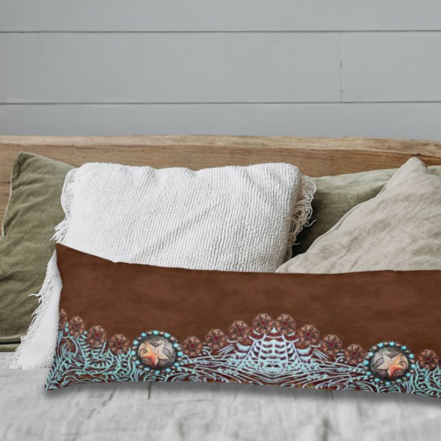 Rustic brown turquoise western country pattern  body cushion (Rustic brown turquoise western country pattern body pillow)