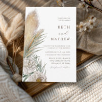 Rustic Brown Typography Pampas Wedding