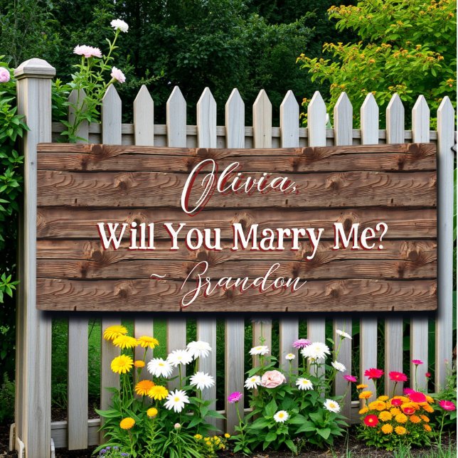 Rustic Brown Weathered Faux Wood Proposal Banner (Creator Uploaded)