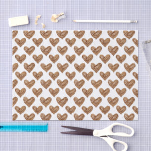 Rustic Brown Weave Hearts Birthday Tissue Paper